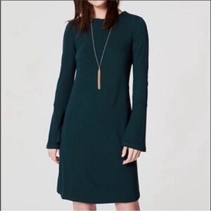 Loft Elegant Teal Long Sleeve Dress